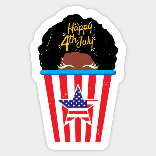 Happy 4th of July, Afro girl t-shirt Sticker